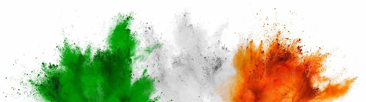 Paint powder explosion in Irish flag colours